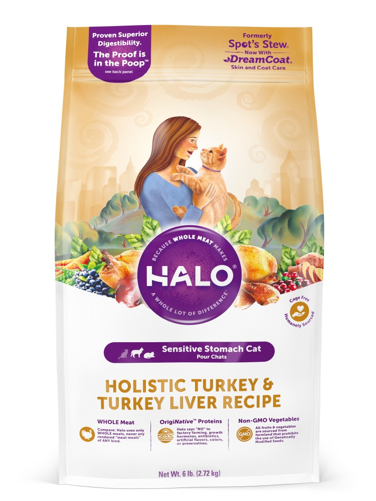 Halo Sensitive Stomach Holistic Turkey & Turkey Liver Recipe Dry Cat