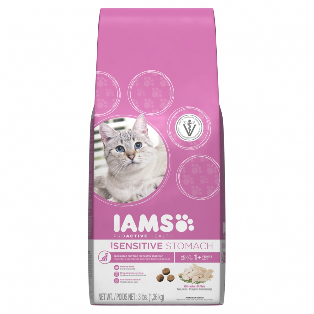 Iams ProActive Health Adult Sensitive Stomach Dry Cat Food, 7lb bag