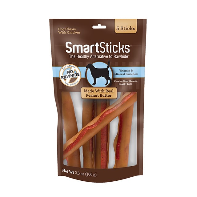 10 Chews Per Pack / 30 Total SmartBones SmartSticks Peanut Butter Dog Chew Stick 3 Pack 
