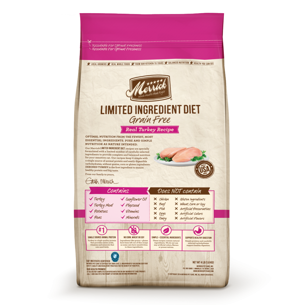 Merrick Limited Ingredient Diet Grain Free Real Turkey Recipe Dry Cat