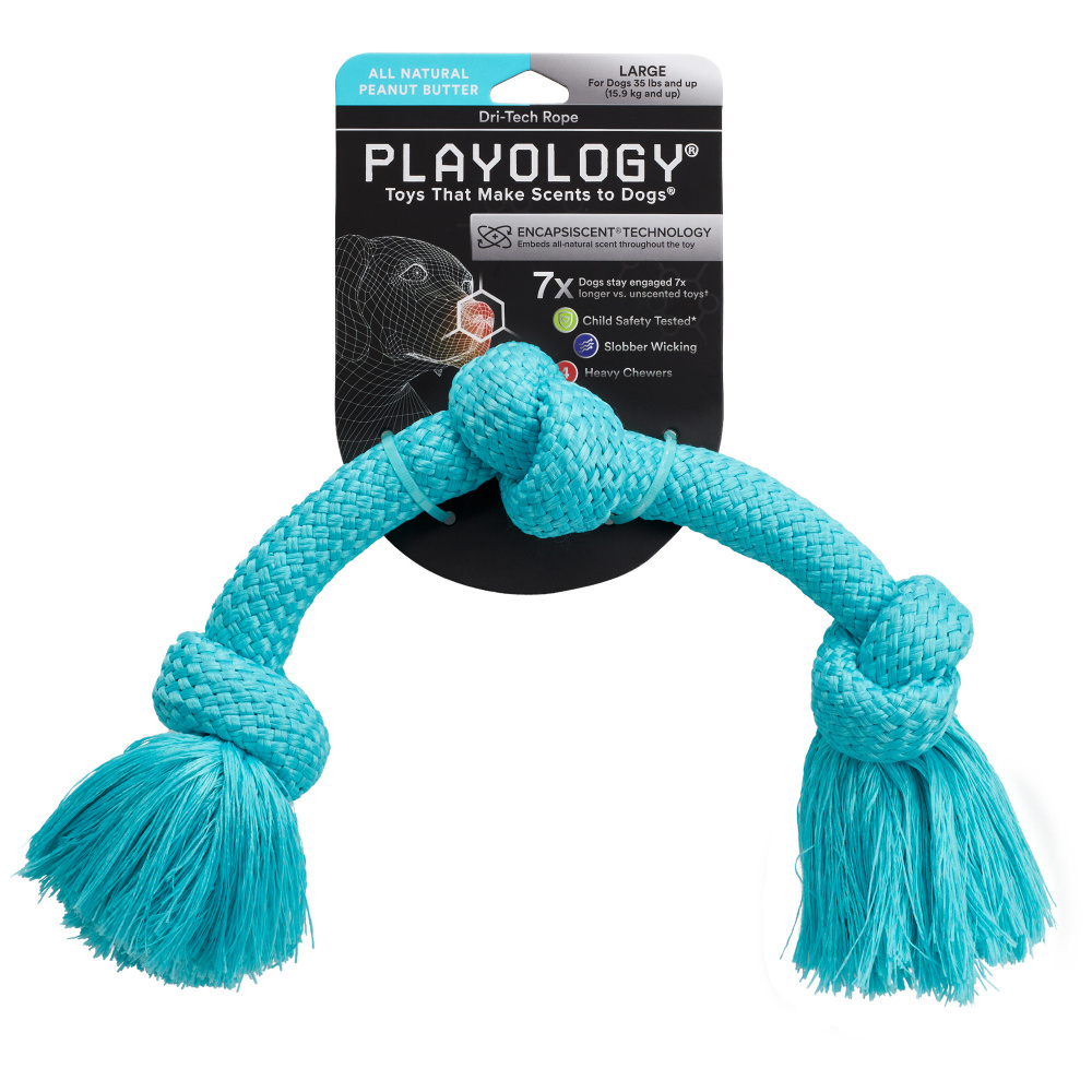 Playology Dri-Tech Dental Rope Peanut Butter Scented Dog Toy - Medium