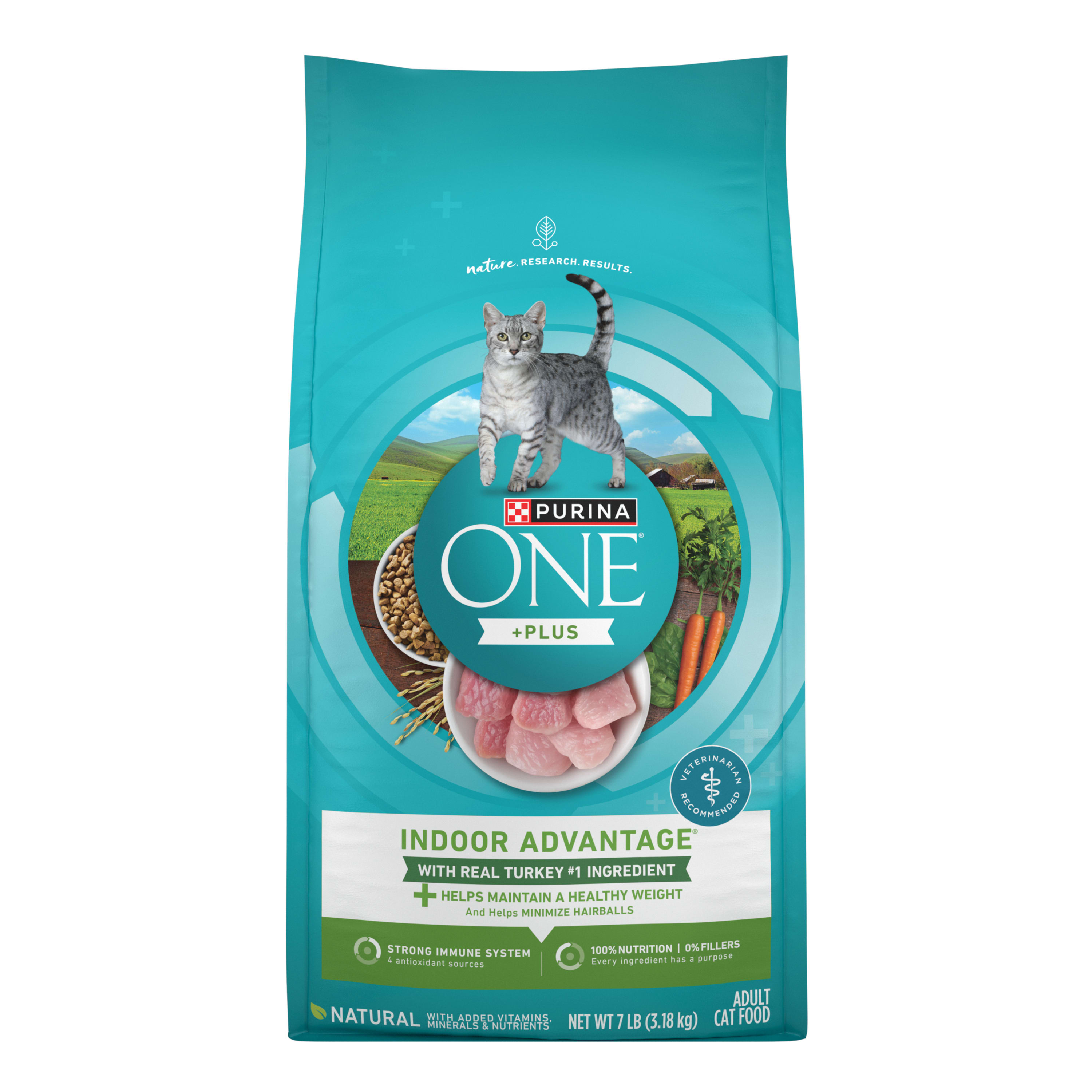 Purina ONE Natural Low Fat Weight Control Indoor Dry Cat Food Plus Indoor Advantage  7 lb Bag