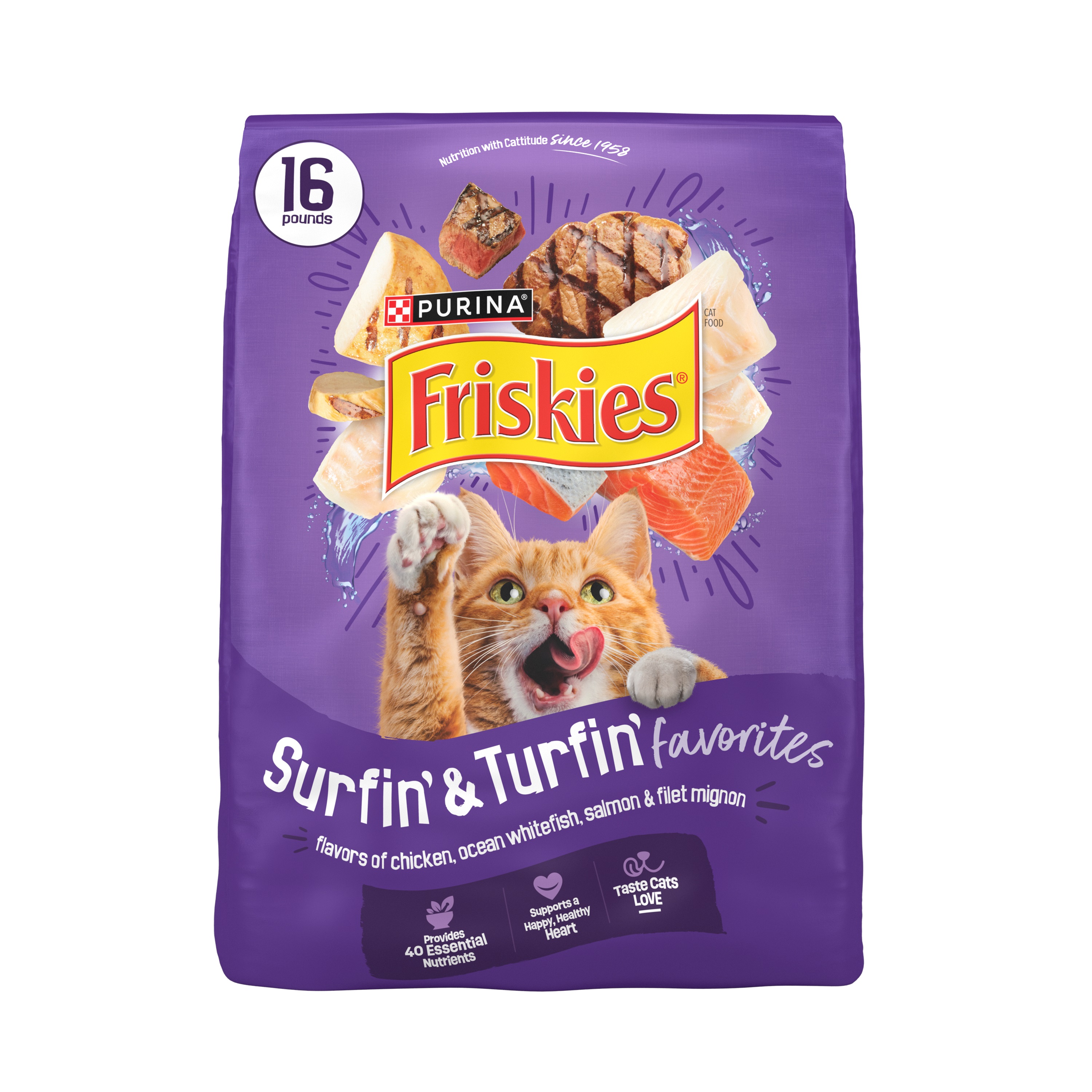 Friskies Cat Food Surfin and Turfin Favorites Dry Cat Food 22lb