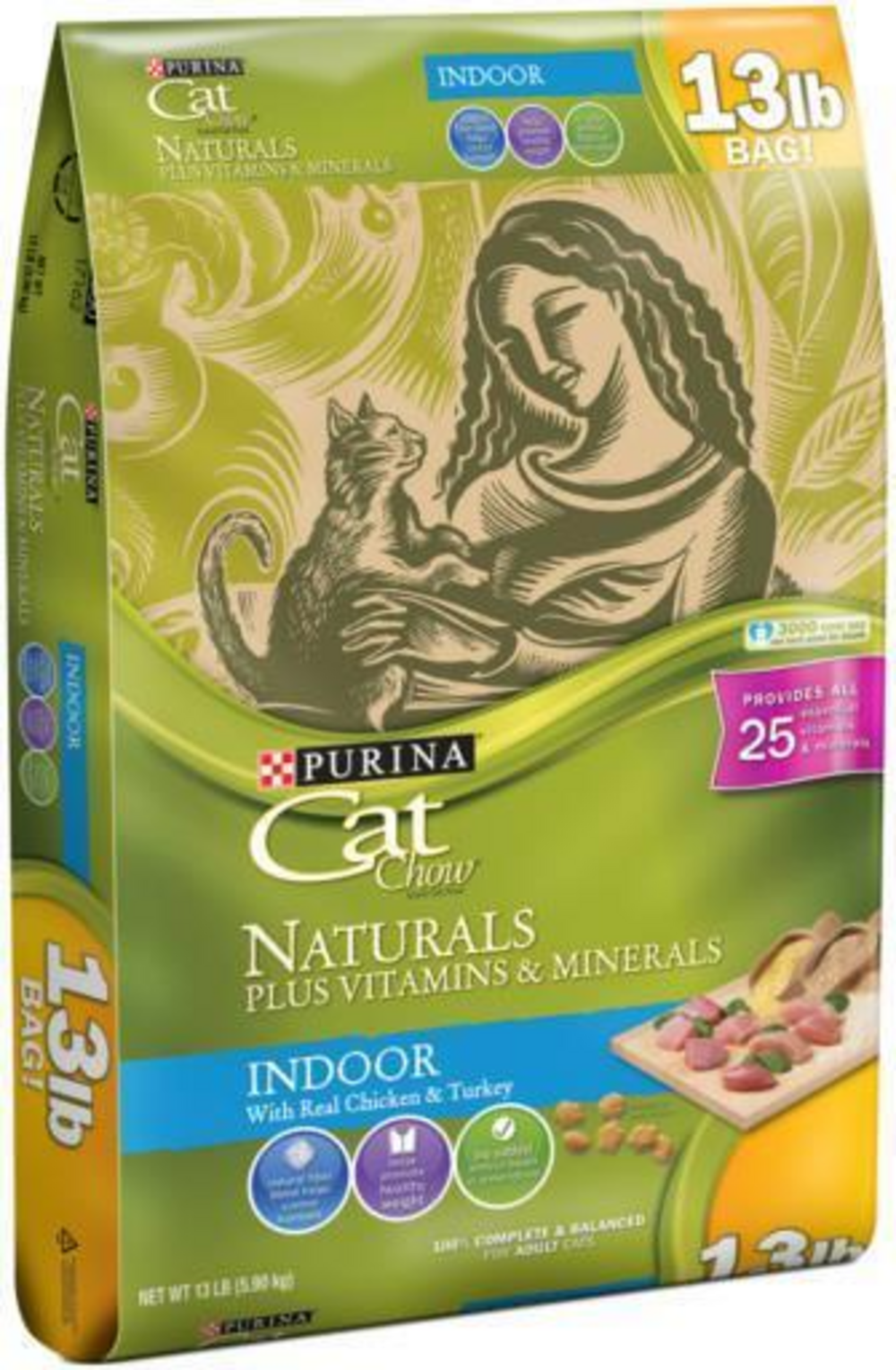Cat Chow Naturals Indoor Plus Vitamins  Minerals Dry Cat Food 13 lbs