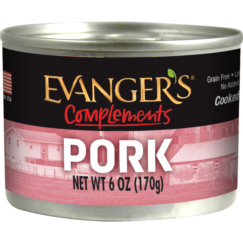 Evangers Grain Free Pork Canned Dog  Cat Food 6oz case of 24