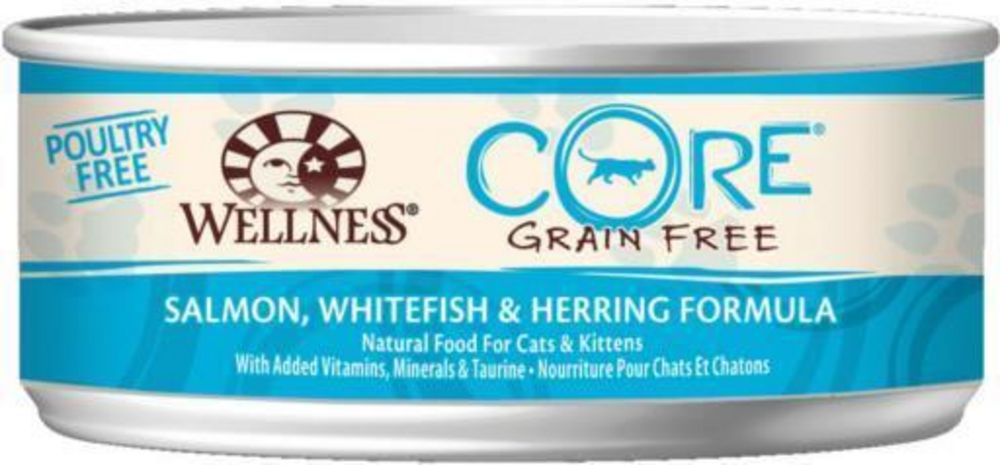 Wellness CORE Grain Free Natural Whitefish Salmon  Herring Smooth Pate Canned Cat Food 55oz case of 24