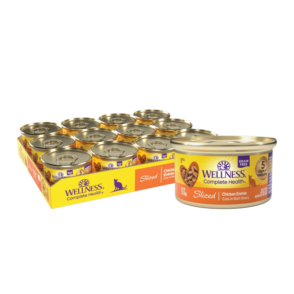 Wellness Grain Free Natural Sliced Chicken Entree Wet Canned Cat Food 3oz case of 24
