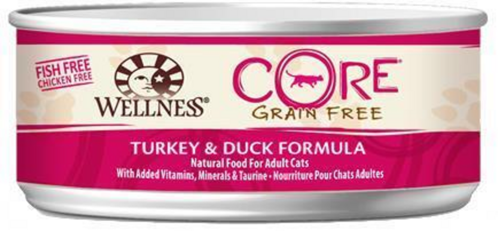 Wellness CORE Natural Grain Free Turkey and Duck Pate Wet Canned Cat Food 55oz case of 24