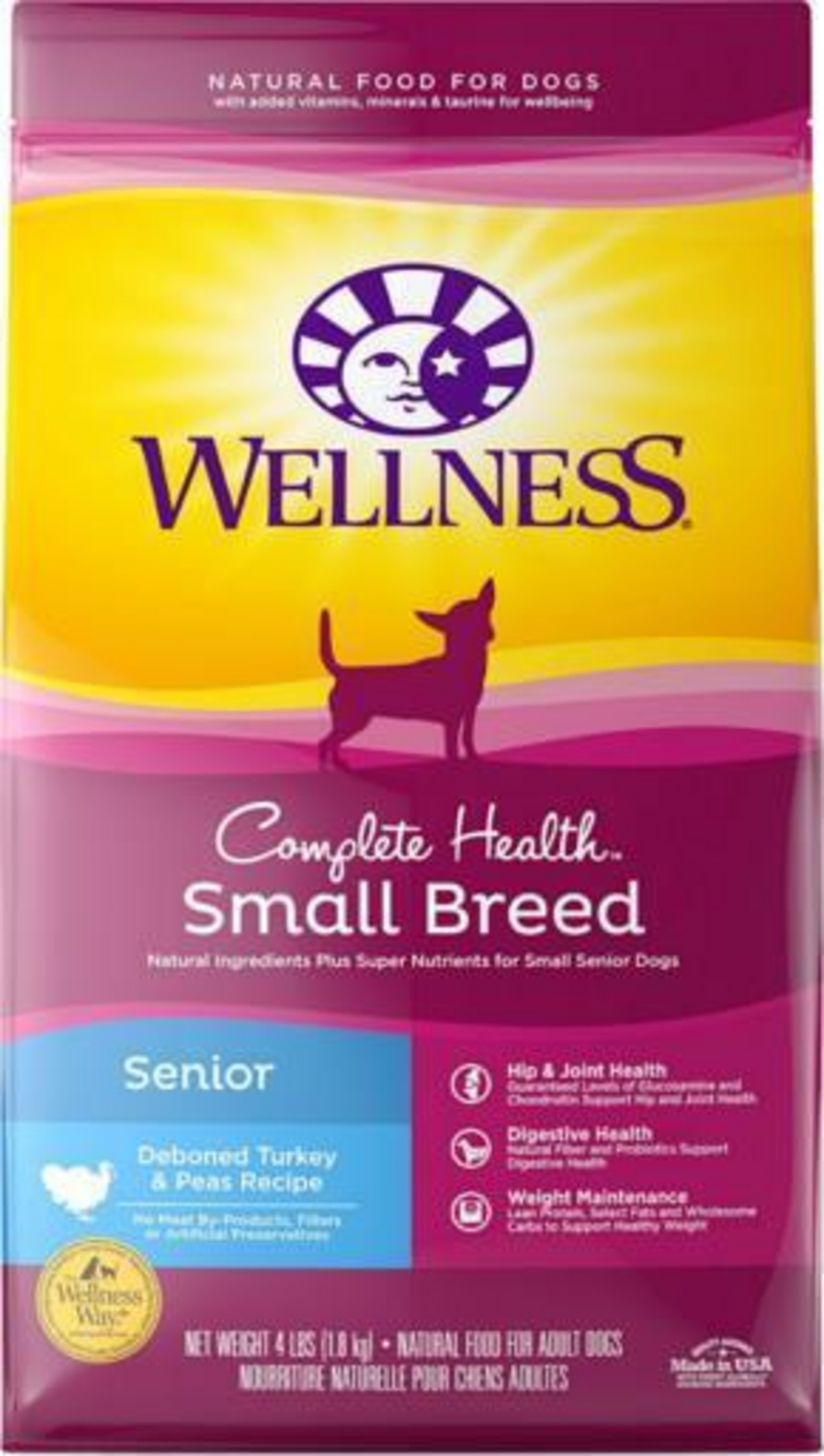 Wellness Complete Health Natural Small Breed Senior Health Recipe Dry Dog Food 4lb
