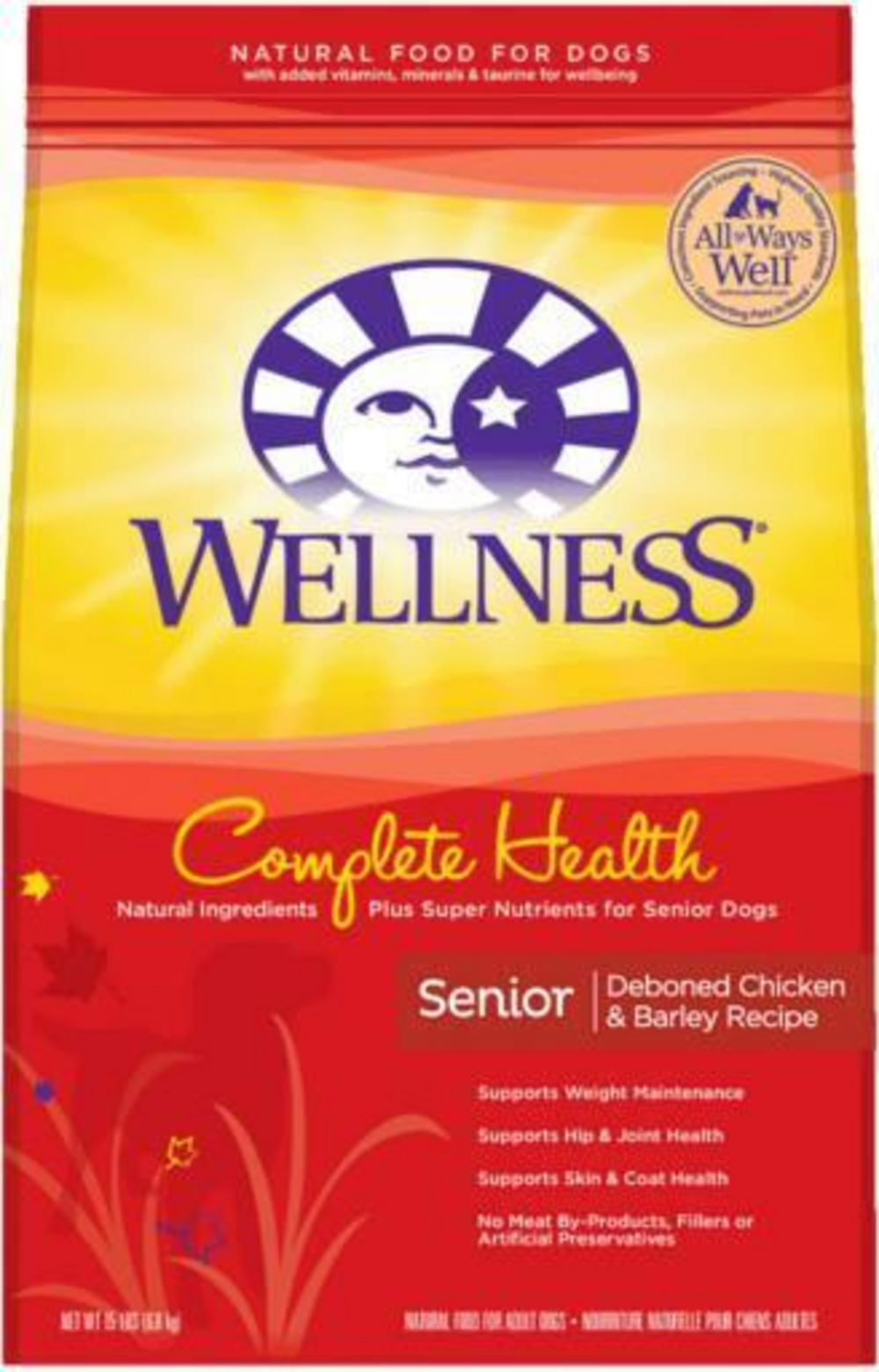 Wellness Complete Health Natural Senior Health Chicken Recipe Dry Dog Food 15lb