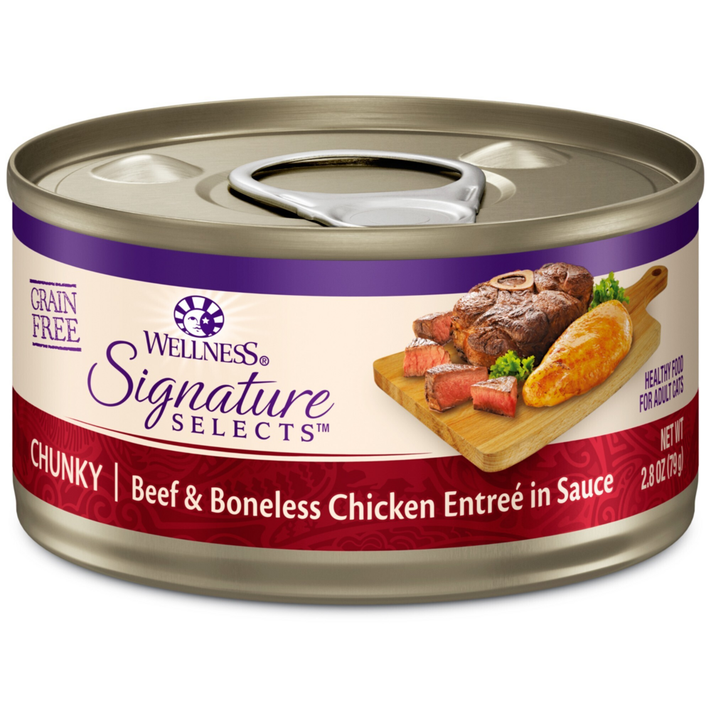 Wellness CORE Signature Selects Natural Grain Free Wet Canned Cat Food Chunky Beef  Chicken 28oz case of 12