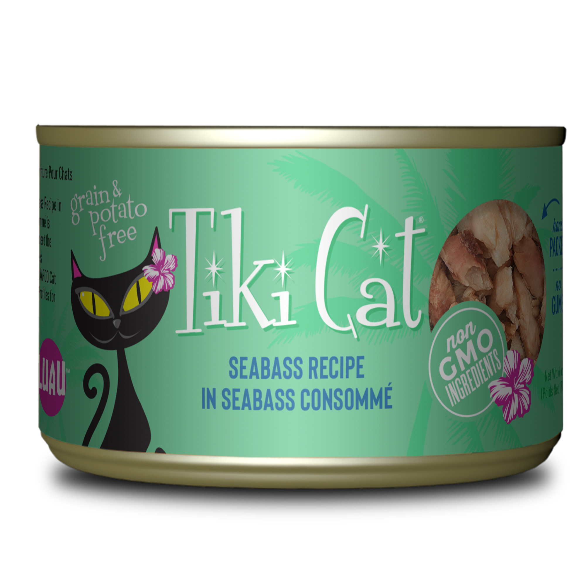 Tiki Cat Luau Grain Free Seabass Canned Cat Food 6oz case of 8