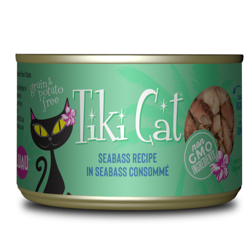 Tiki Cat Luau Grain Free Seabass Canned Cat Food 6oz case of 8