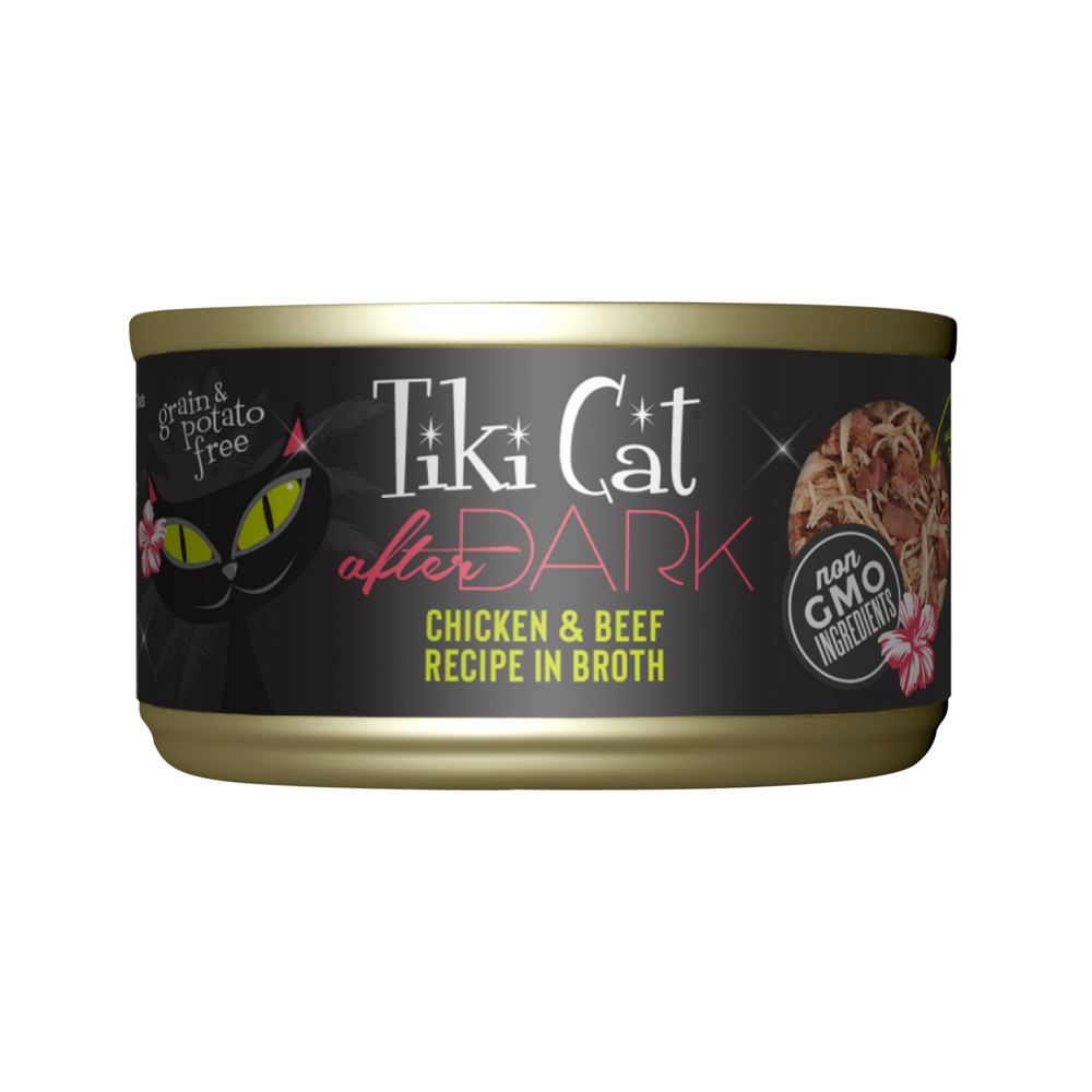Tiki Cat After Dark Grain Free Chicken and Beef Canned Cat Food 28oz case of 12 Tiki Cat After Dark Grain Free Chicken and Beef Canned Cat Food 28oz case of 12
