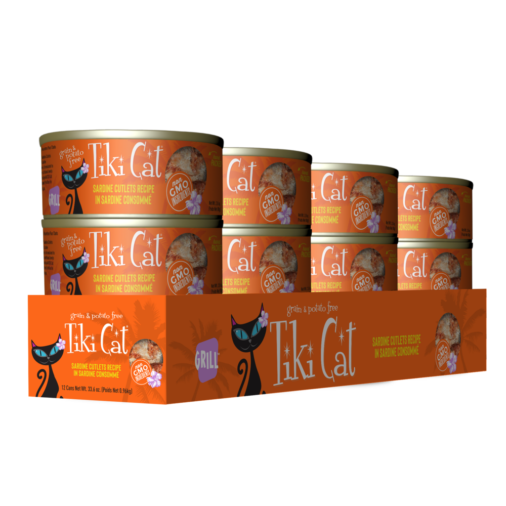 Tiki Cat Grill Grain Free Sardine Cutlets Canned Cat Food 28oz case of 12