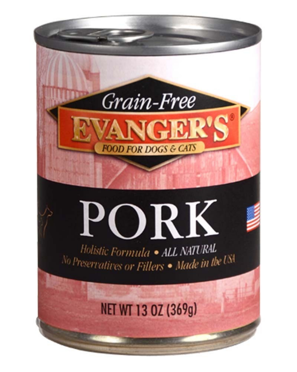 Evangers Grain Free Pork Canned Dog  Cat Food 13oz case of 12