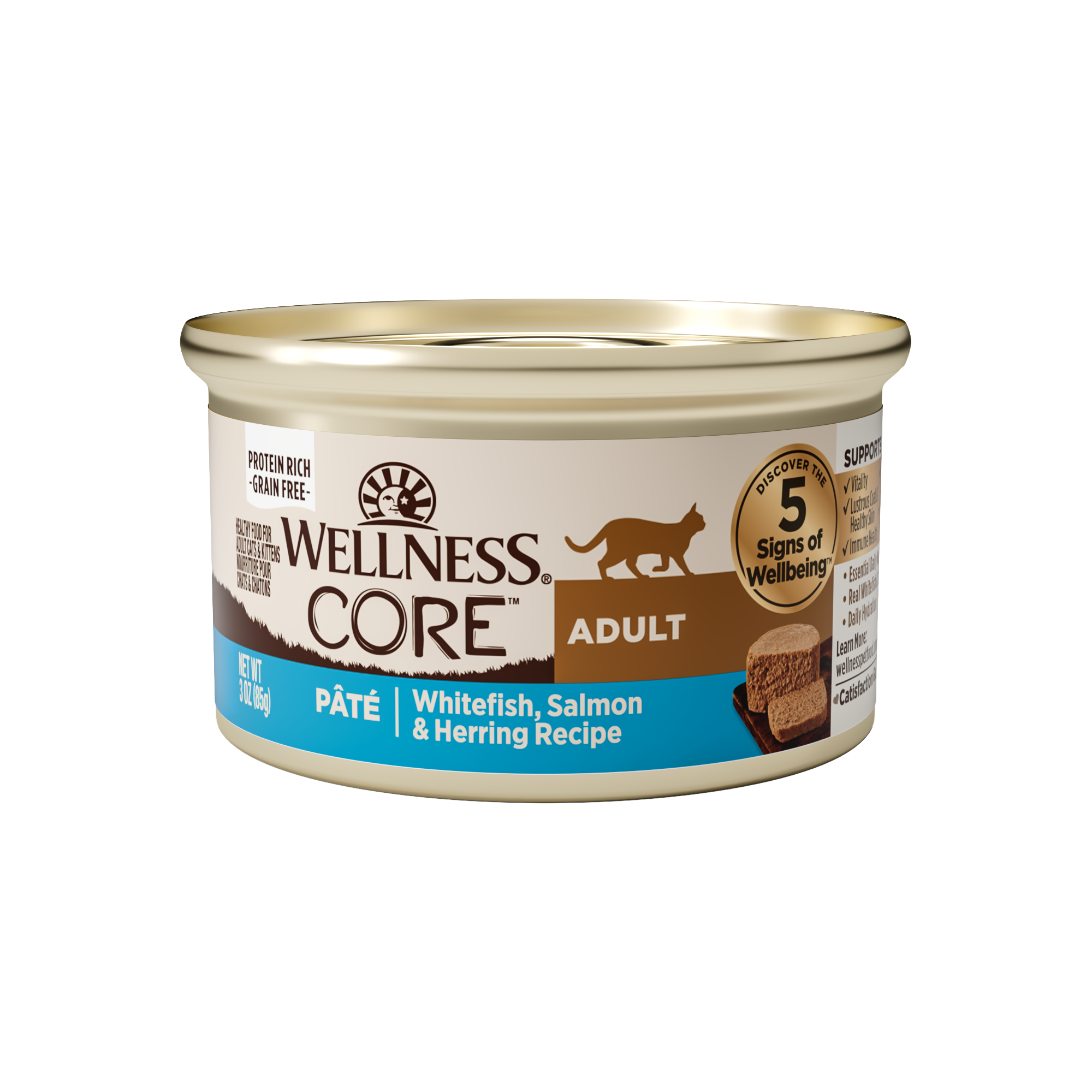 Wellness CORE Grain Free Natural Whitefish Salmon  Herring Smooth Pate Canned Cat Food 3oz case of 12