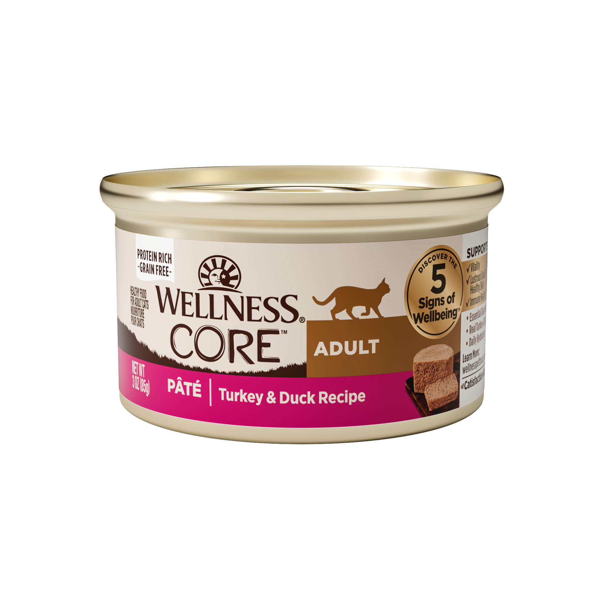 Wellness CORE Natural Grain Free Turkey and Duck Pate Wet Canned Cat Food 3oz case of 12