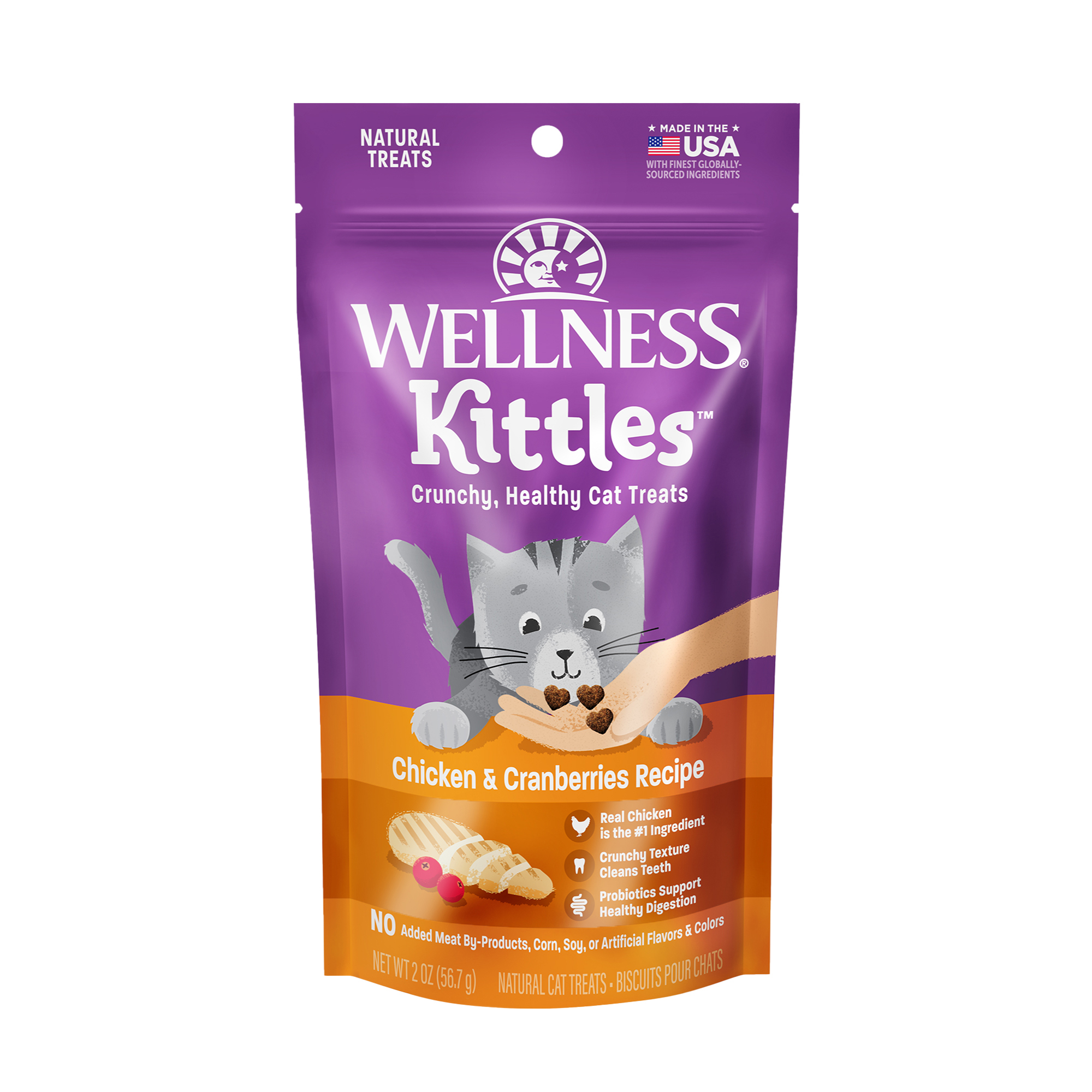 Wellness Kittles Crunchy Chicken & Cranberry Cat Treats 2-oz