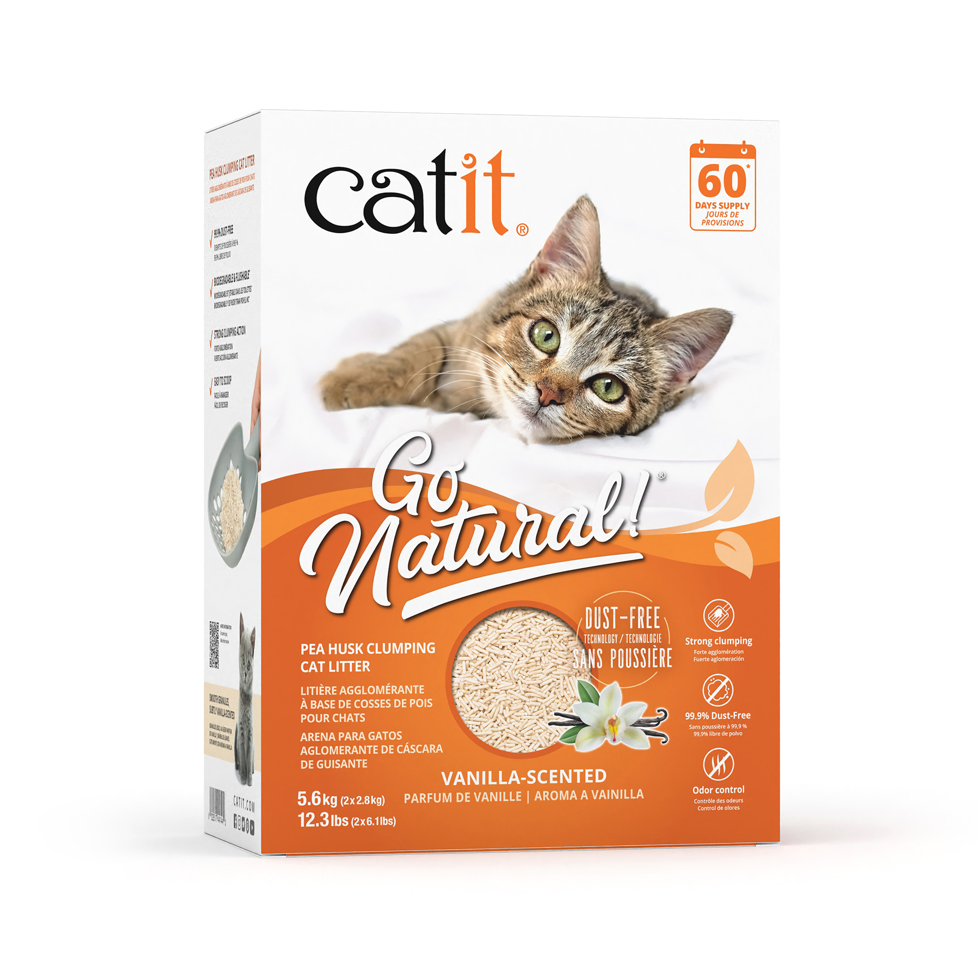 Catit Go Natural Pea Husk Clumping Cat Litter Vanilla Scented 12.3 lb