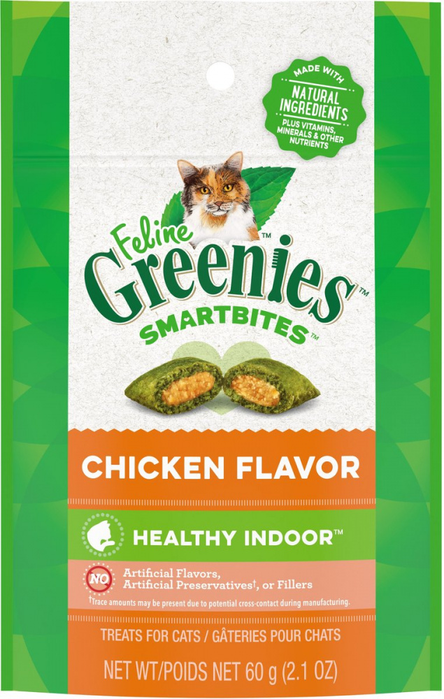 Greenies Smartbites Healthy Chicken Soft & Crunchy Indoor Cat Treats 2.1 oz