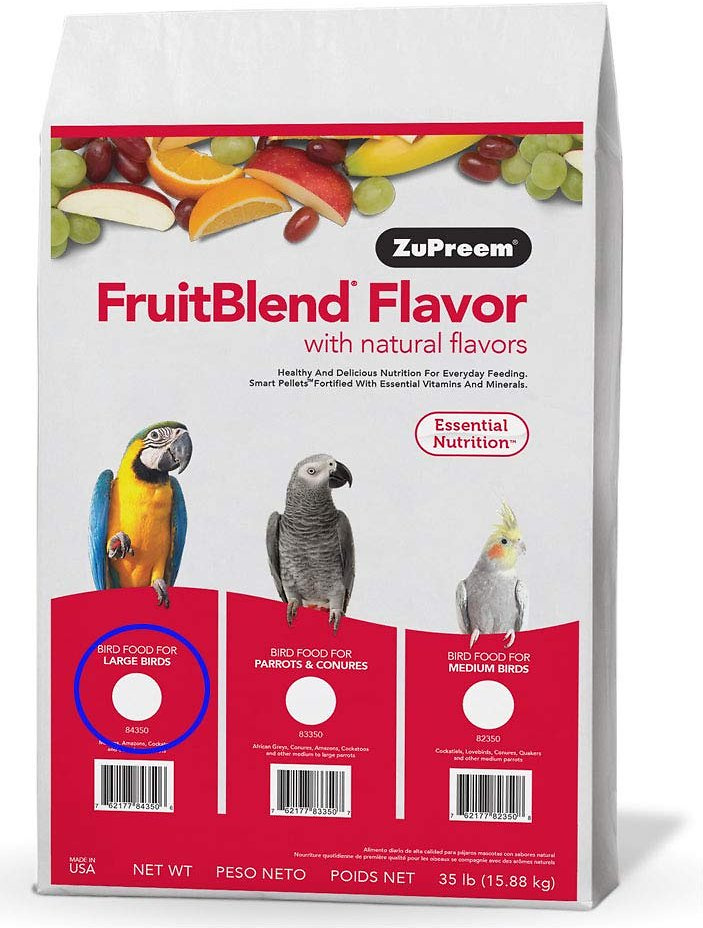 Zupreem FruitBlend Flavor Food with Natural Flavors for Large Birds 35-lb