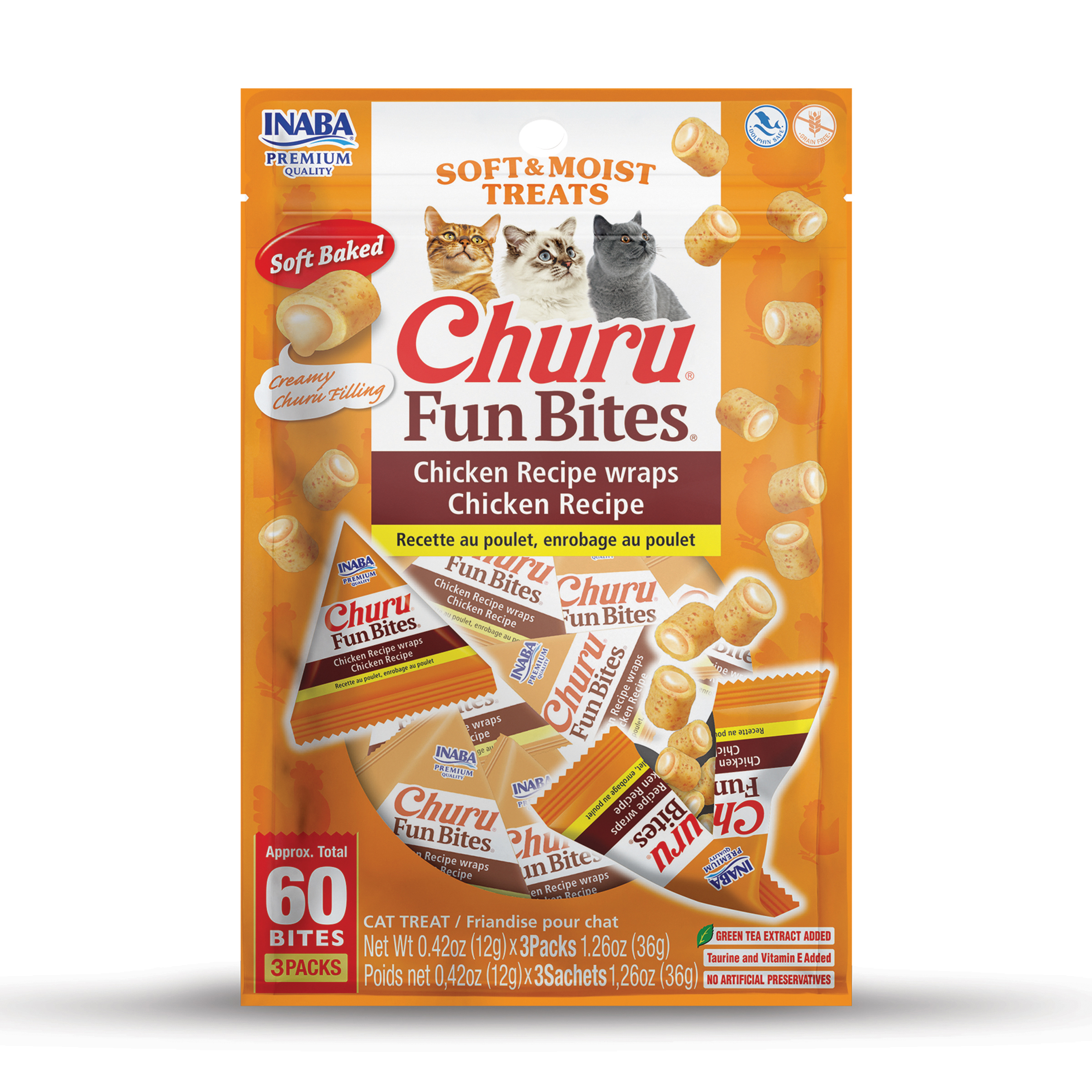 Inaba Churu Fun Bites Wraps Chicken Recipe Cat Treats 6/1.26 oz