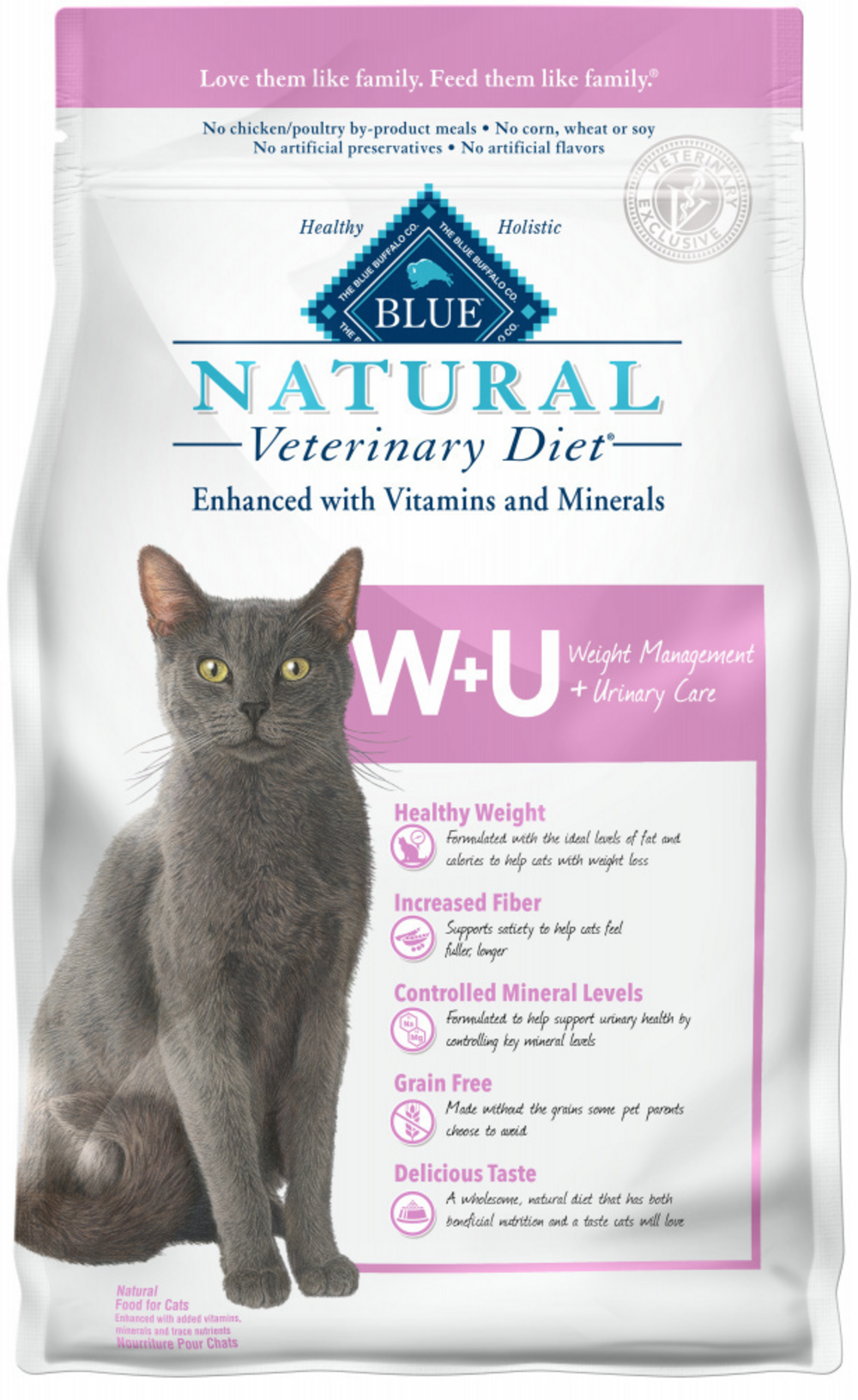 BLUE Natural Veterinary Diet WU Weight Management  Urinary Care Dry Cat Food 65lb