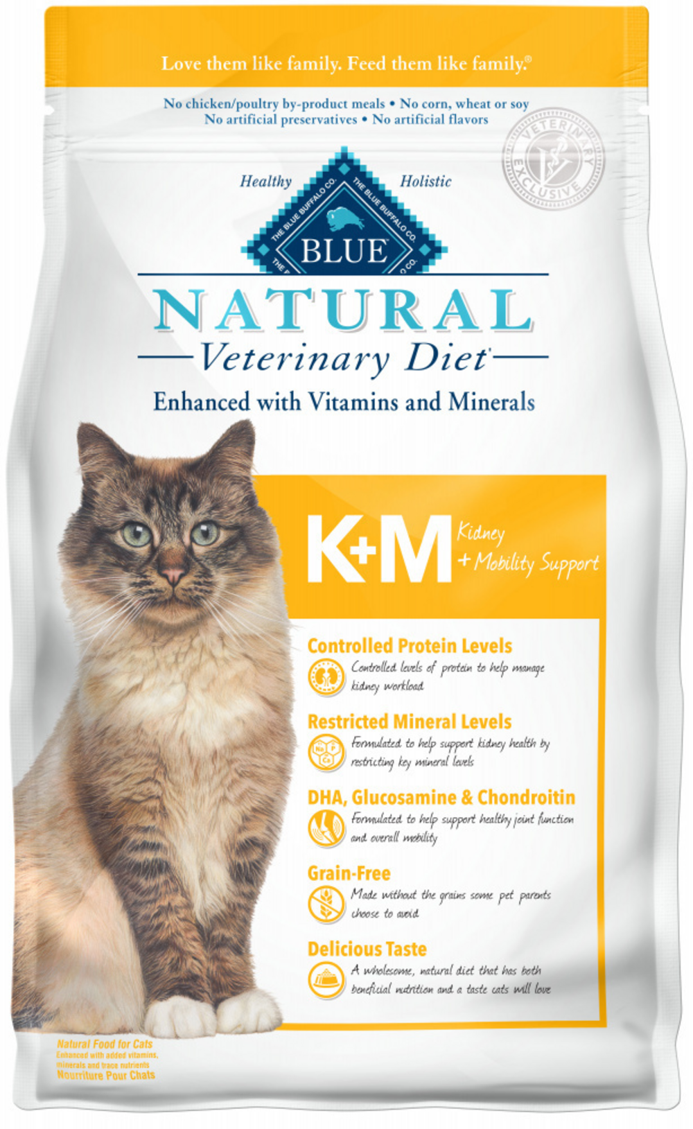 BLUE Natural Veterinary Diet KM Kidney  Mobility Support Dry Cat Food 7lb