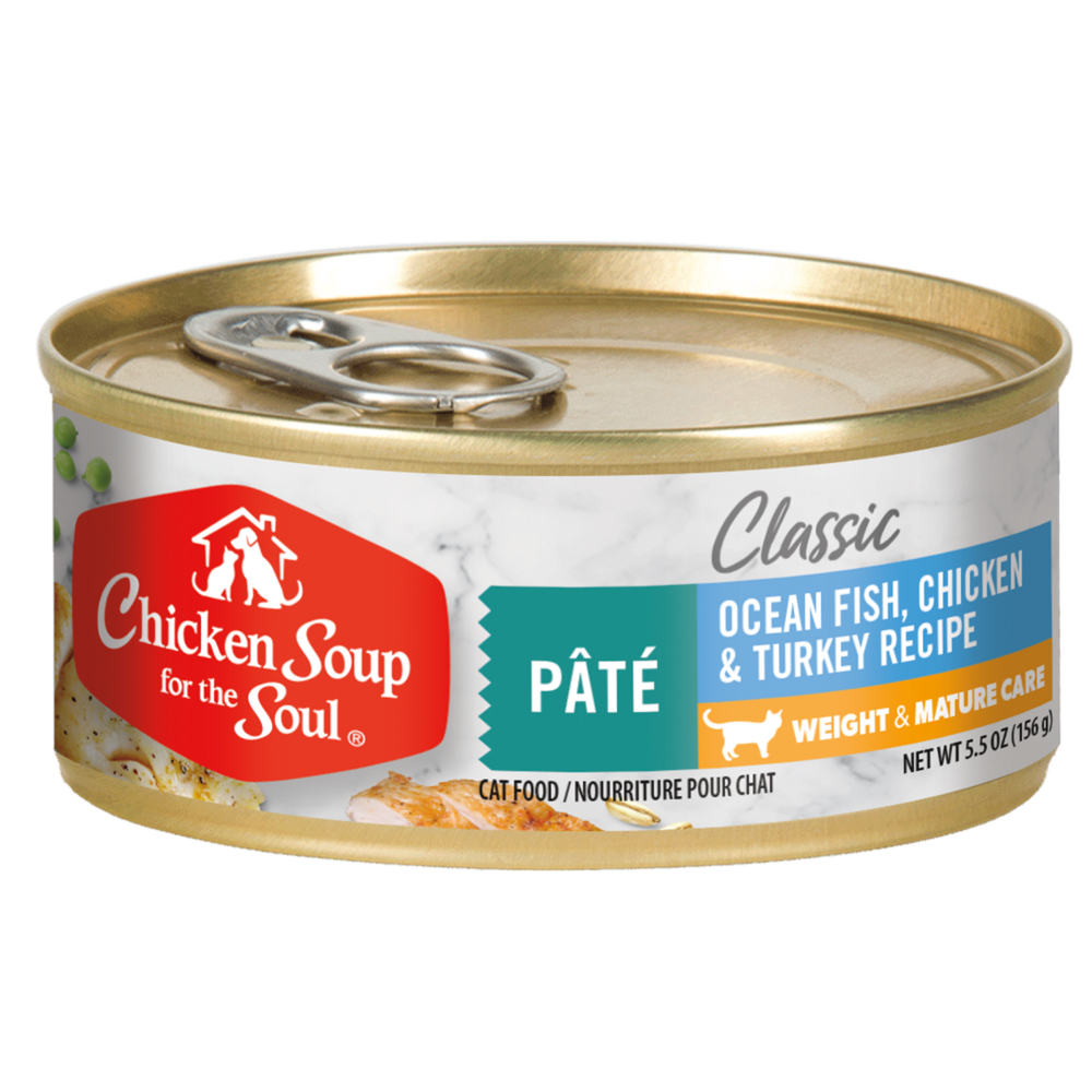 Chicken Soup Weight  Mature Recipe with Ocean Fish Chicken  Turkey Canned Cat Food 55oz case of 24