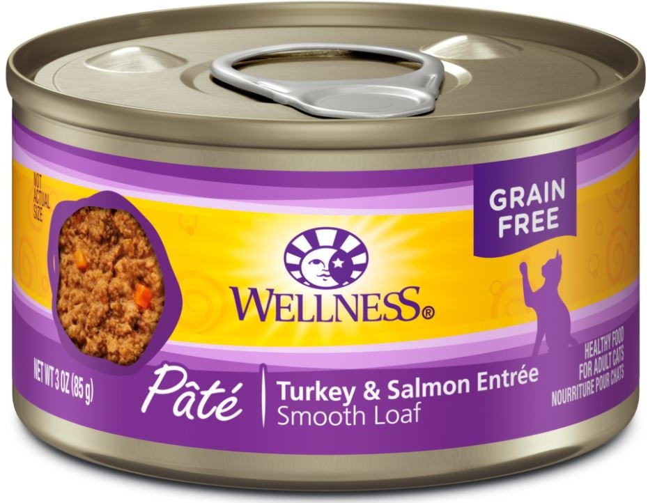 Wellness Complete Health Natural Grain Free Turkey and Salmon Pate Wet Canned Cat Food 3oz case of 24