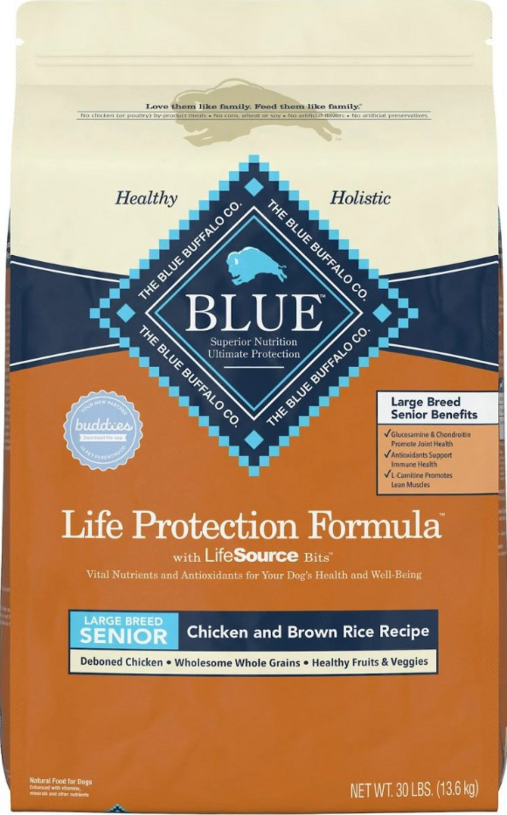 Blue Buffalo Life Protection Formula Large Breed Senior Chicken  Brown Rice Recipe Dry Dog Food 30lb