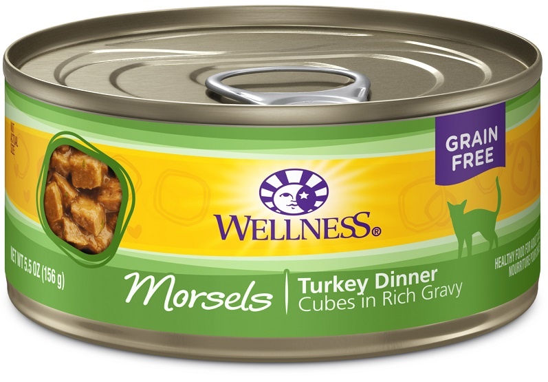 Wellness Grain Free Natural Turkey Morsels Dinner Canned Cat Food 55oz case of 24