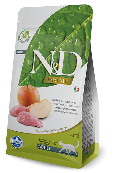 Farmina Prime ND Natural  Delicious Grain Free Adult Wild Boar  Apple Dry Cat Food 33lb