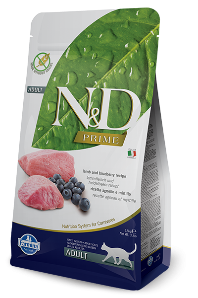 Farmina Prime ND Natural  Delicious Grain Free Adult Lamb  Blueberry Dry Cat Food 33lb