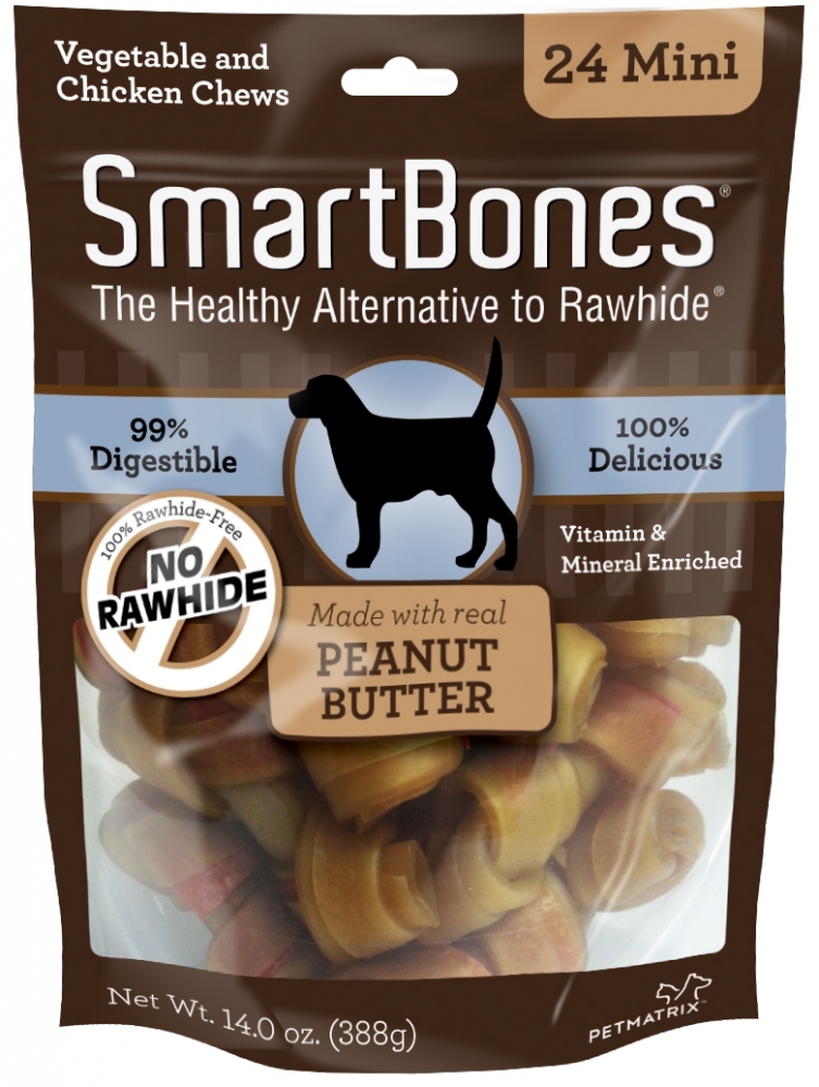 SmartBones Mini Peanut Butter Chew Bones Dog Treats 24-pack
