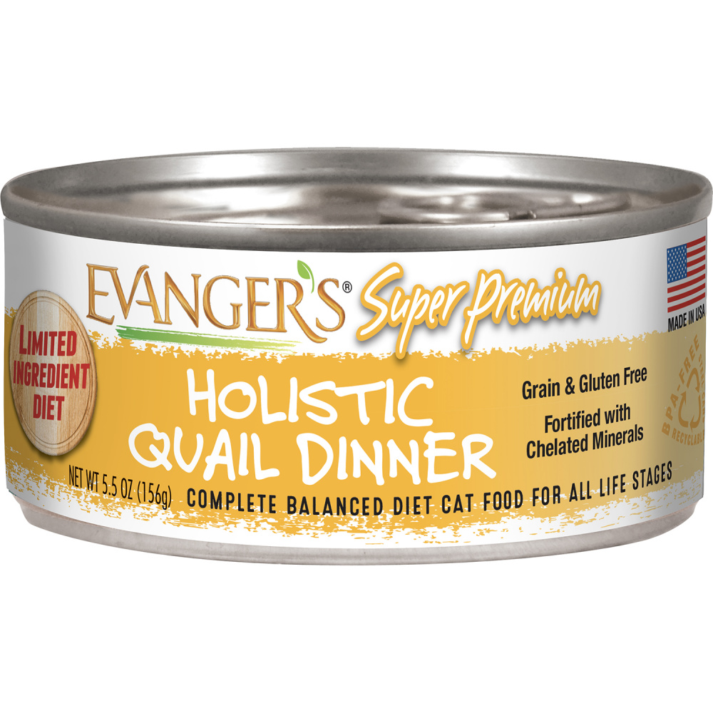 Evangers Super Premium Holistic Quail Dinner Canned Cat Food 55oz case of 24