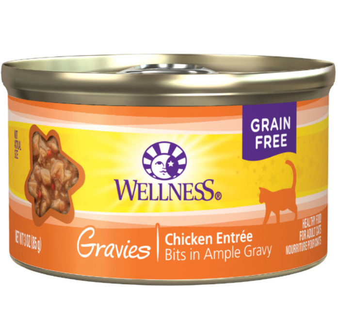 Wellness Natural Grain Free Gravies Chicken Dinner Canned Cat Food 3oz case of 12