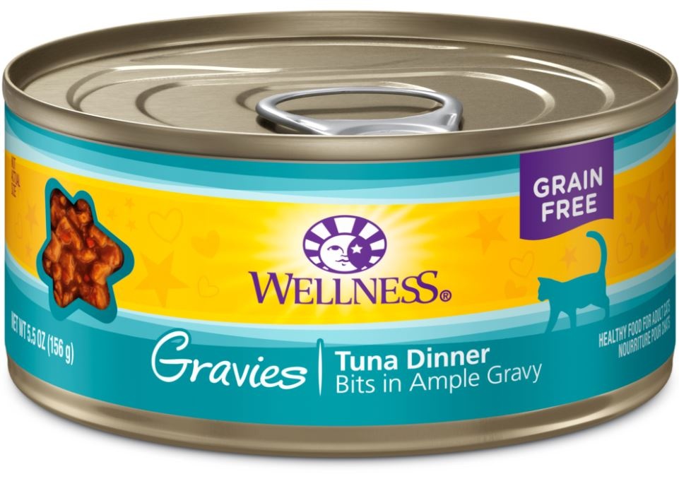 Wellness Natural Grain Free Gravies Tuna Dinner Canned Cat Food 3oz case of 12