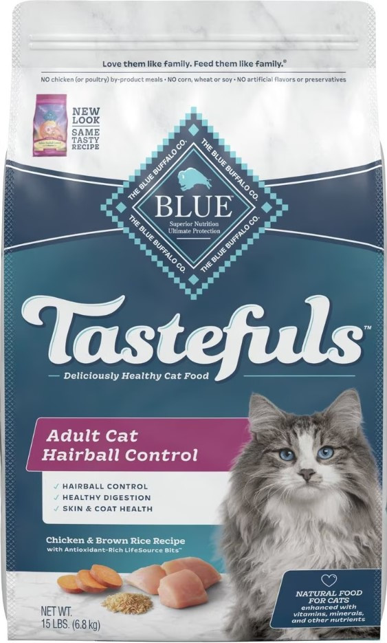 Blue Buffalo Tastefuls Adult Cat Hairball Control Chicken & Brown Rice Recipe Dry Food 15-lb