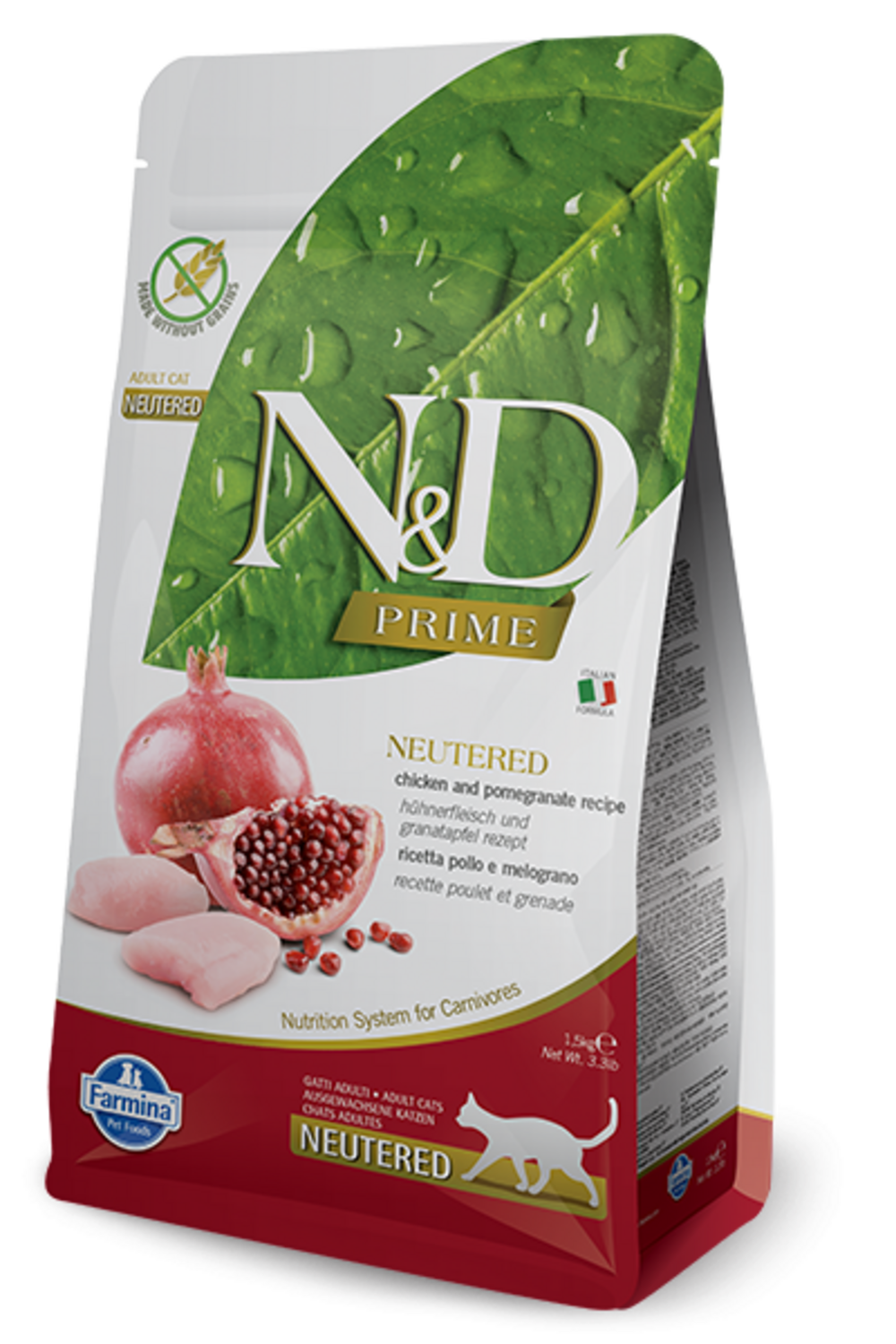 Farmina Prime ND Natural  Delicious Grain Free Chicken  Pomegranate Neutered Adult Dry Cat Food 33lb
