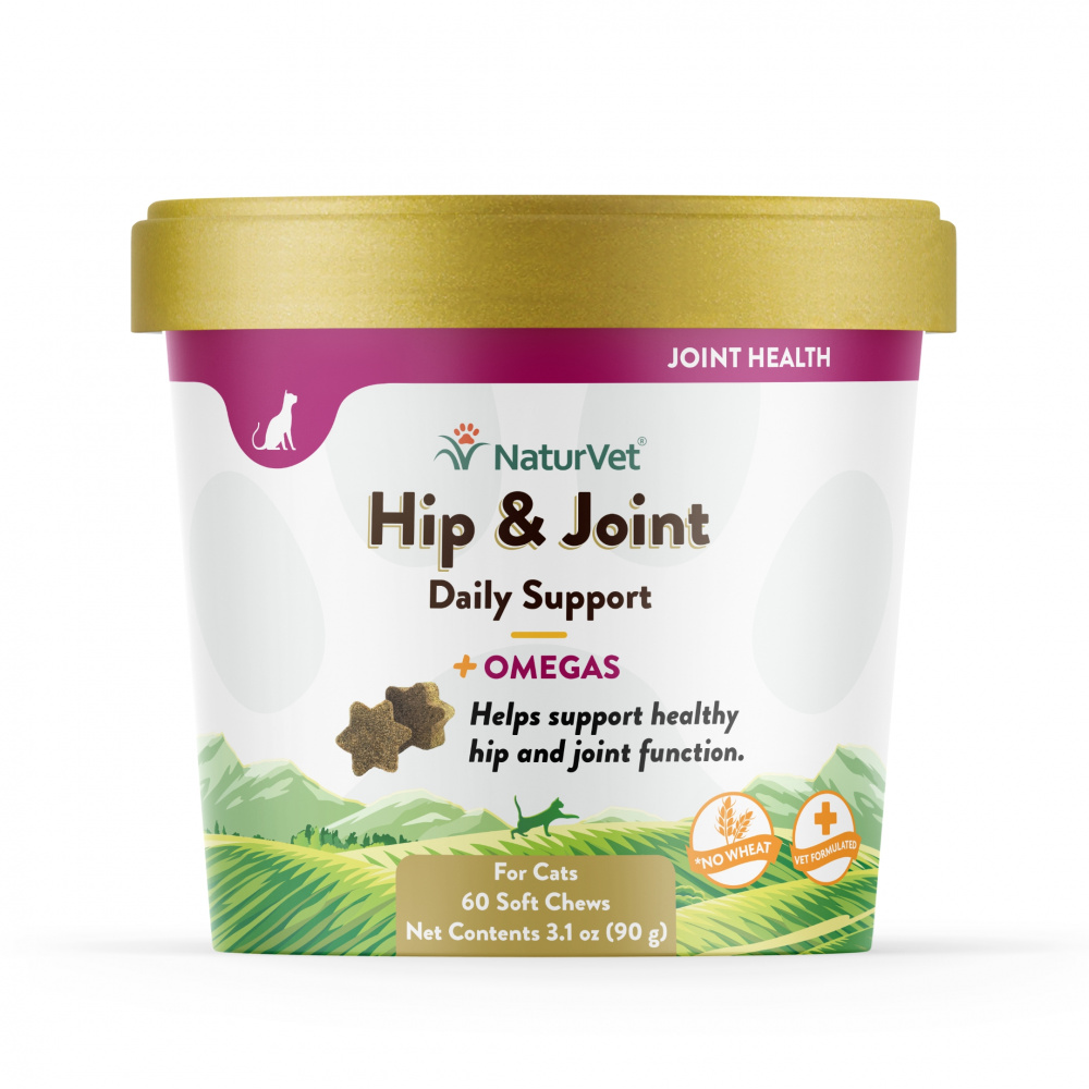 NaturVet Hip & Joint Plus Omega Soft Chews for Cats 60-ct