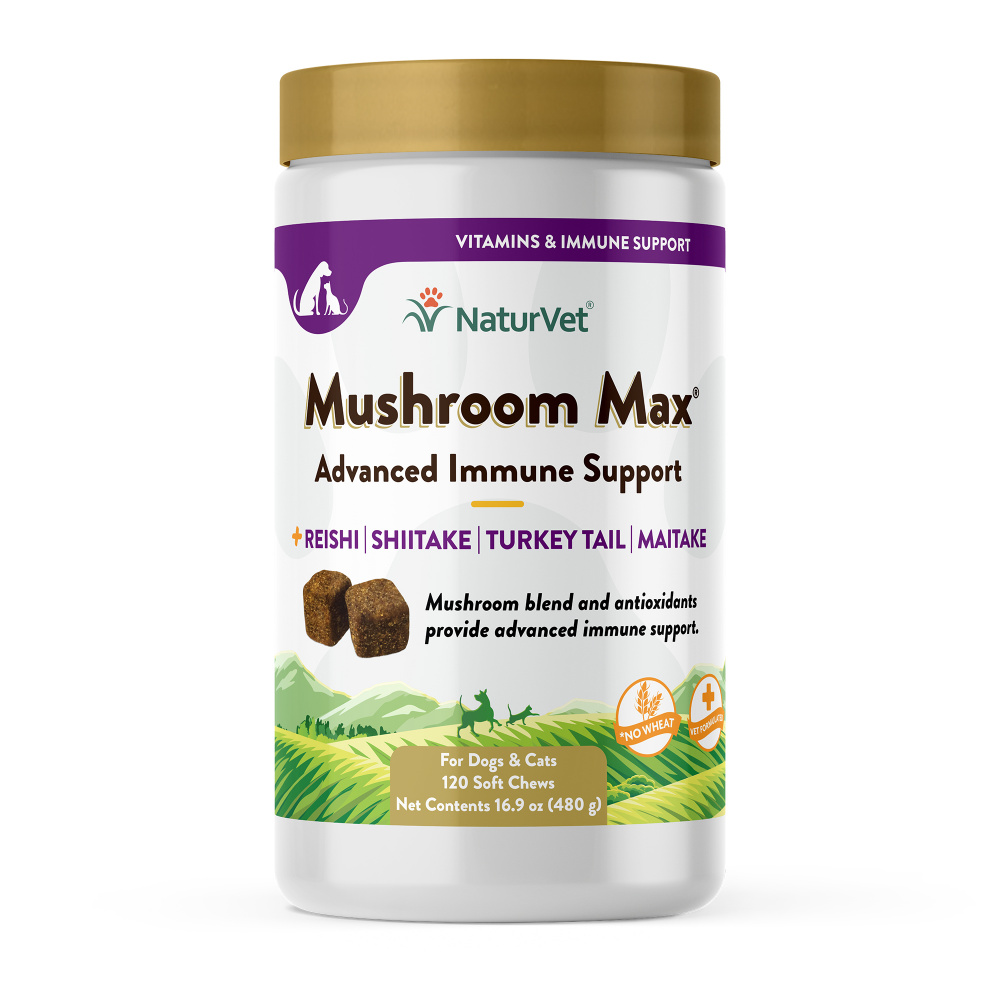 NaturVet Mushroom Max Advanced Immune Support Soft Chews for Dogs and Cats 120-ct