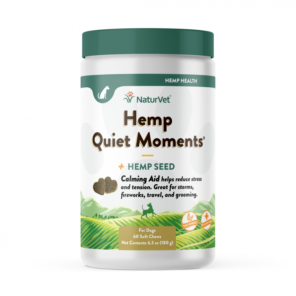 NaturVet Hemp Quiet Moments Calming Aid Soft Chews for Dogs 60-ct