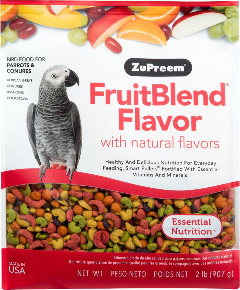 Zupreem FruitBlend Flavor Food with Natural Flavors for Parrots and Conures 2-lb