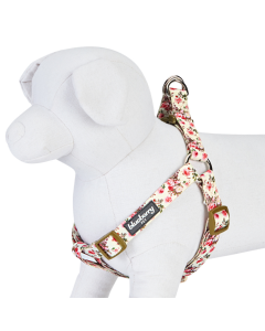 Blueberry Pet Step-in Spring Scent Inspired Adjustable Dog Harness, Pink Rose Print Ivory