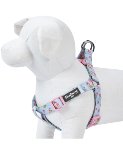 Blueberry Pet Step-in Spring Scent Inspired Rose Blossom Floral Print Pastel Blue Dog Adjustable Harness
