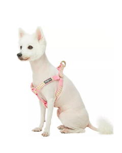 Blueberry Pet Step-in Velvety Polka Dot Baby Pink Flocking Dog Harness