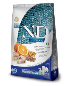 Farmina Ocean N&D Natural & Delicious Medium & Maxi Adult Cod, Spelt, Oats & Orange Dry Dog Food
