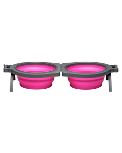 Loving Pets Pink Bella Roma Travel Double Diner Bowl